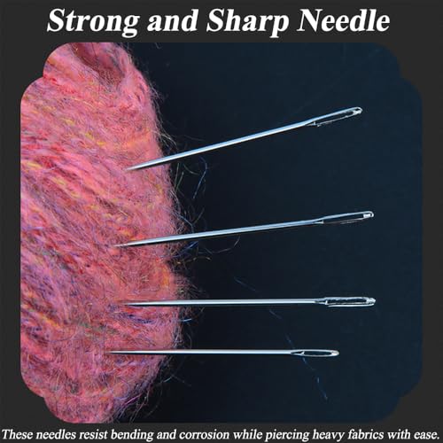 Premium Big Eye Needles for Hand Sewing, Embroidery, Quilting（25pcs Needles + 2 Threadering Machine