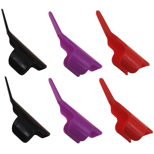LBTODH 6PCS Sewing Tools Plastic Sewing Fingerthing Pusher Anti-Slip Finger Protectors for Sewing (Black, Red, Purple)