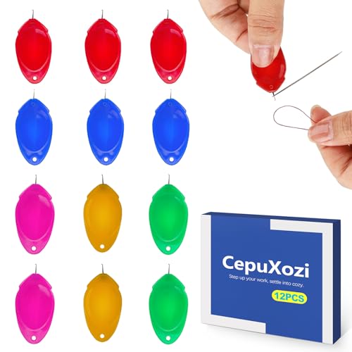 CepuXozi Needle Threaders, 12Pcs Simple Automatic Sewing Tool, for Hand Machine Embroidery Floss Small Eye Needles, Cross Stitch Beading Jewelry Making, Seniors Beginners Poor Eyesight, 5 Colors