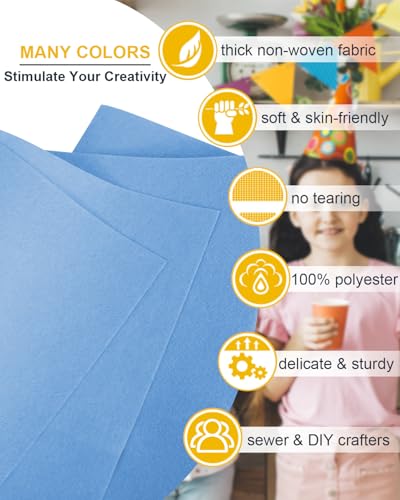 Baby Blue Felt Fabric 72" x 18", Large Stiff Craft Felt Sheet by The Yard - color: Baby Blue, size: 72" X 18" (0.5 Yard)