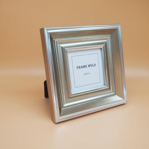 3x3 Silver Picture Frame, Real Glass, MDF, Black Backing, Wall/Tabletop - color: Silver, size: 3x3