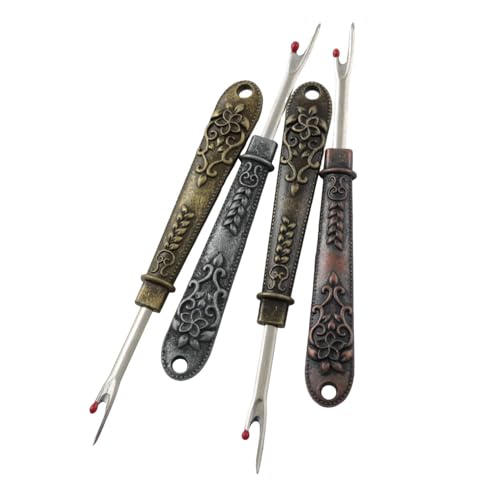 XGNG 4pcs Vintage Mini Thread Remover Embroidery Handmade Clothes Cutter Tool Cross Stitch Pick Thread Cutter Sewing Thread Remover Knife Metal Sewing Seam Ripper