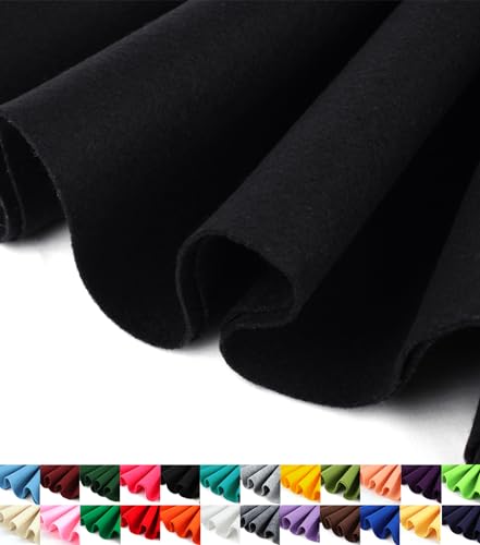 Barcelonetta | Felt Fabric | 72" Wide | 1.6mm Thick | Acrylic & Soft | Felt by the Yard | Felt for DIY Crafts, Projects, Sewing (Black, 1 Yard) - color: Black, size: 1 Yard