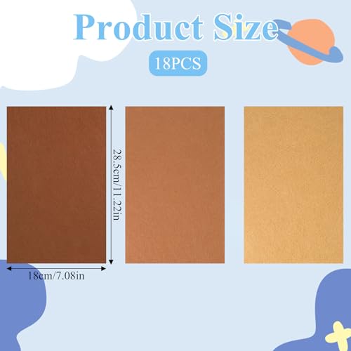 Brown Felt Sheets, 18 PCS 8"X12" Felts Sheets for Crafts Thin Craft Felt Paper Non-Woven Stiff Sewing Felts Fabric Sheet for DIY Art Craft Sewing Patchwork Projects Making - color: Brown