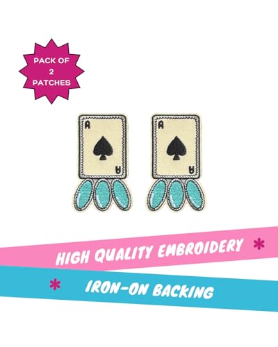 Ace Card Patch, 2.5" x 1.5", Embroidered Iron-On for Hats, Bags, Jackets, 2-Pack - color: Ace Card