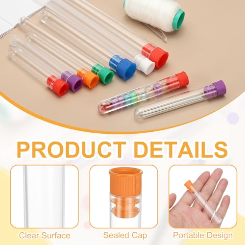 PATIKIL 3.9" Length Plastic Sewing Needle Storage Holder, 16 Pcs Portable Embroidery Needle Clear Pin Toothpick Storage Tubes Case for Craft Knitting, Orange - color: Orange, size: 3.9"