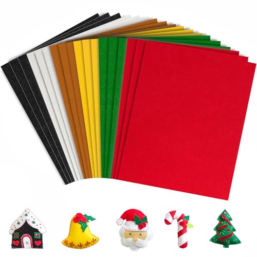 Whaline 18Pcs Christmas Felt Fabric Sheets Red Green Assorted Soft Thick Craft Felt Pack for Xmas Winter DIY Craft Sewing Patchwork Art Projects, 7.9 x 11.8 Inch - color: Christmas