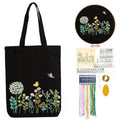 CREAWONDER Canvas Tote Bag Embroidery Kit with Pattern for Beginners, Arts and DIY Embroidery Crafts Kits for Adults, Include Instructions, Embroidery Hoops, Color Threads and Tool - color: CR002 banmeng black