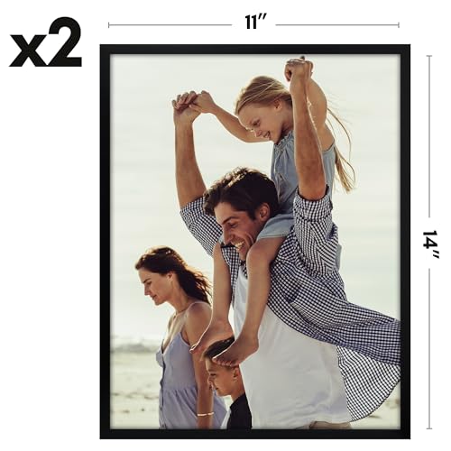 Americanflat 11x14 Picture Frame 2-Pack - Slim Molding - Black - size: 11x14