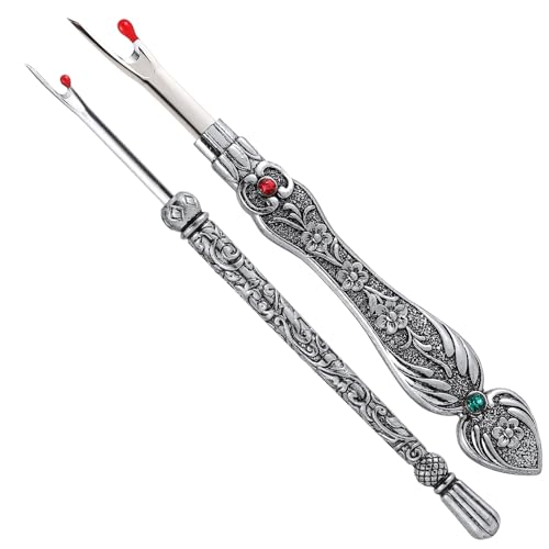 2Pcs Metal Seam Ripper Set, European Vintage Carved Handle Stitch Ripper, Sharp Seam Ripper Tool for Sewing with Storage Cases, Durable and Handy Crafting Removing Threads Tools - color: C