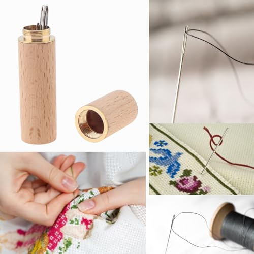 MovFlax Large Eye Blunt Sewing Needles, 15 Pcs Tapestry Darning Needle with Wooden Case and Storage Tube, Upholstery Needle Kits for Embroidery Knitting Weaving Stringing Crochet Project