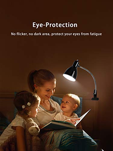 LALISU Desk lamp Eye-Caring Table Lamps, 360°Rotation Gooseneck Clip Lamp - color: Black