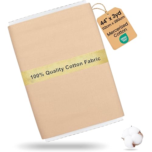 Craftido-19 Options-100% Cotton Fabric by The Yard in Solid Color 44”Wide by 3yd (9 ft) -Medium Weight 5.2 oz-Soft Cotton for Quilting, Sewing, Crafts, Binding, Backing and Lining - Beige - color: Beige