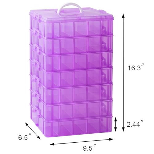 Gagee 7-Tier Craft Organizers and Storage,Bead Organizer Box with 70 Adjustable Compartments,Stackable Storage Containers for Arts and Crafts, Toy, Threads,Fuse Beads, Washi Tapes,Purple - color: Purple, size: 7