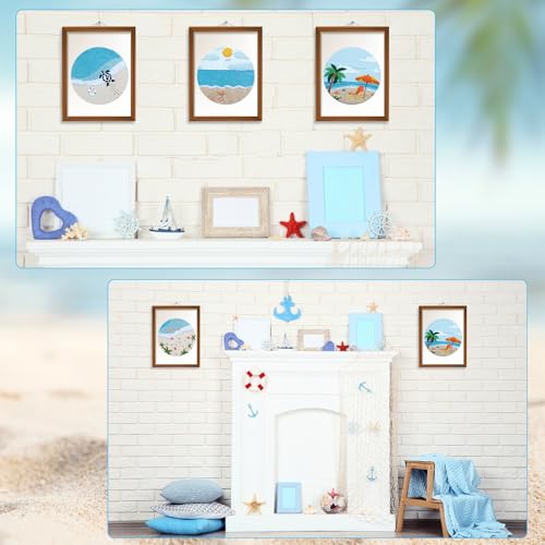 4 Set Ocean Embroidery Kit for Beginners Adults Embroidery Starter Kit Ocean Beach Pattern Spring Summer Hand Crewel Embroidery Kit Cross Stitch Kit Include Instruction 2 Hoops Color Threads Needles - color: Ocean