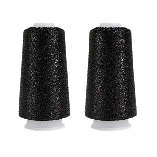 Truevalue 2 Balls Accessory Lurex Yarn, Shining Glitter Metallic Knitting-in Yarn, Sparkle Thread for Knitting and Crochet Sweater Shawl 5000 Yards (Black Glitter) - color: Black Glitter