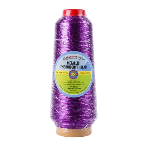 Mandala Crafts Metallic Purple Embroidery Floss for Sewing, 3281 Yard Spool - color: Purple, size: 3000M 3281 Yard