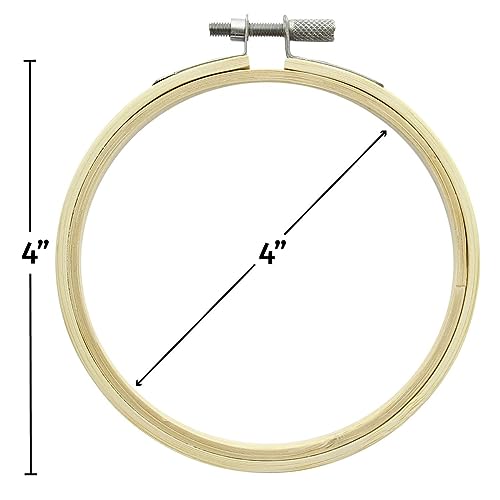 Essentials By Leisure Arts Wood Embroidery Hoop 4" Bamboo - Wooden Hoops for Crafts - Embroidery Hoop Holder Cross Stitch Cross Stitch Hoops and Frames