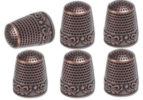 6Pcs Sewing Thimbles,Brass Metal Fingertip Protector, Quilting Craft Accessories Knitting Needlework for DIY Hand Sewing Tools Sewing Notions and Supplies,Sewing Thimbles,Metal Thimble