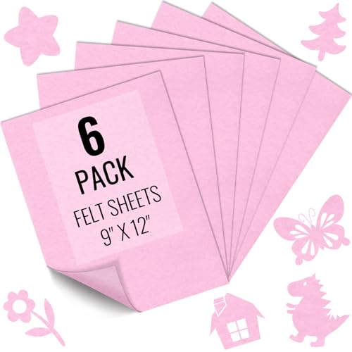 IONTACH 9" X 12" Soft Felt Sheets 1.6mm Thick (6 Packs, Light Pink) - color: Light Pink