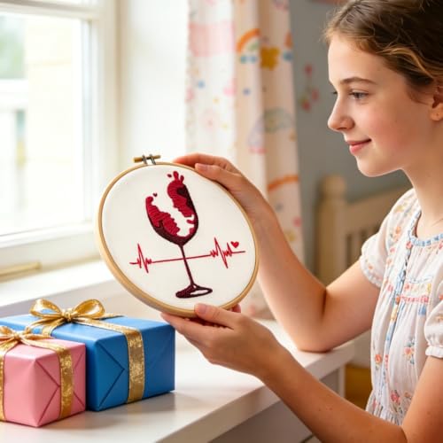 Couple Embroidery Kits for Beginners Adults, Abstract Face Embroidery Starter Kit, Hand Stamped Cross Stitch Kits for Adults Anniversary Valentine's Day Gifts, Embroidery Hoop, Thread & Video Tutorial - color: H1093, size: 6.3Inch
