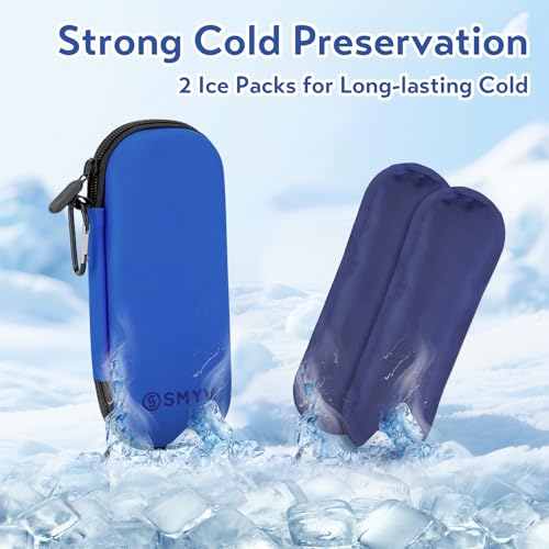 SMYV Insulin Cooler Travel Case with 2 TSA Approved Ice Packs, Blue - color: Eva Blue