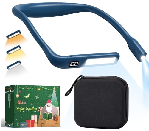 Book Light with Storage Case, 80H Lasting Rechargeable Neck Light - color: Dark Blue + Black Storage Case