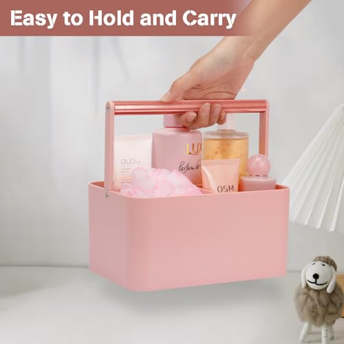 Multipurpose Caddy Organizer with Handle and Adjustable Divider, Portable Art Supply Storage Organizer for Art Craft Supplies, Dorm, Office, Bathroom, Shower, Cleaning, Makeup (Rose Gold)