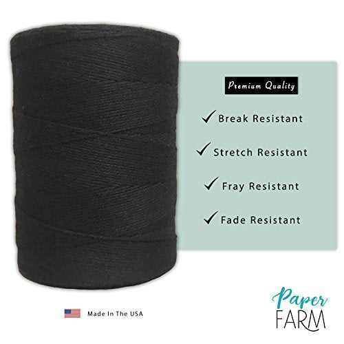 Durable Loom Warp Thread (Black), One Spool, 8/4 Warp Yarn (800 Yards), Perfect for Weaving: Carpet, Tapestry, Rug, Blanket or Pattern - Warping Thread for Any Loom - color: Black