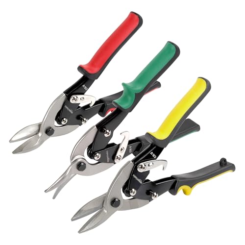 Amazon Basics 3-Piece Aviation Snip Set for Metal Cutting with Comfort Grips, Left, Right and Straight Cut - size: 3-Piece Set (Left, Right, Straight)