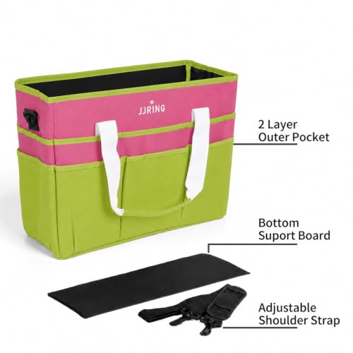JJRING Craft Organizer Tote Bag Large Art Storage Caddy Bright Green&Red - color: Bright Green&Red, size: Large