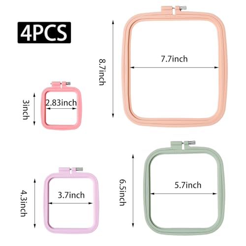 WINDAWNKE 3 Pack Square Embroidery Hoops 3 Sizes, 3", 4.3", 6.5"