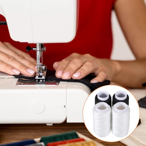 4 Spools All Purpose Sewing Thread, 380 Yards Each Polyester Thread Black & White Sewing Threads Sew Machine Supplies for Beginners, Hand Stitching, Quilting, Serger, Embroidery Stitching