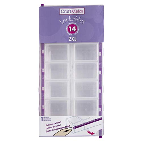 Craft Mates Bead Organizer, 14 Locking Compartments, Plastic Storage (2XL) - style: 14 Locking Compartments (2XL)