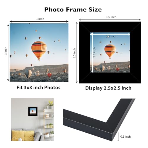 JCJMY 3x3 Picture Frame Black for Tabletop, 3 x 3 Square Photo Frame with Shatter Resistant Plexiglass, Sturdy 3 by 3 Poster Frame, Black - color: Black, size: 3x3 inch