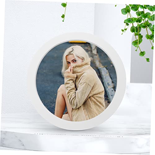 ARTIBETTER 7 Inch Round Embroidery Hoop Frame - White Photo Frame with Acrylic Cover, Wood Display for Cross Stittch Art, Needlepoint, & Wall Decor