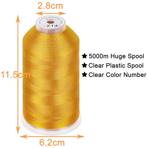 New brothread 5000M Huge Spool Embroidery Machine Thread - Deep Gold - color: Deep Gold-214