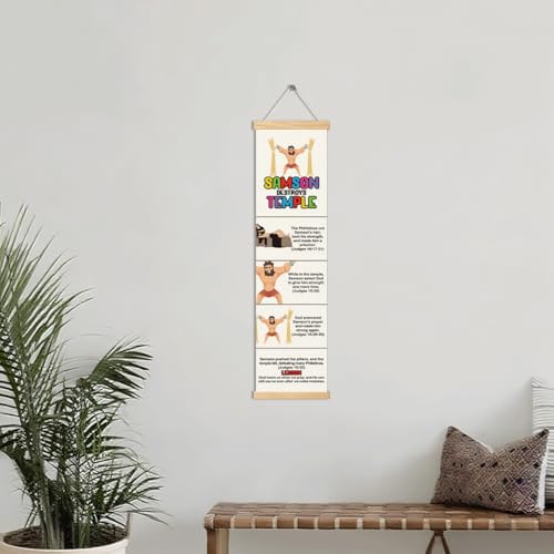 Samson Strength Banner, Church Banner, Christian Rustic Hanging Door Flag, Farmhouse Decorations Outdoor Indoor, Church Activity Decor, Bible Lesson, Scripture and Words Decorations - color: Style 22