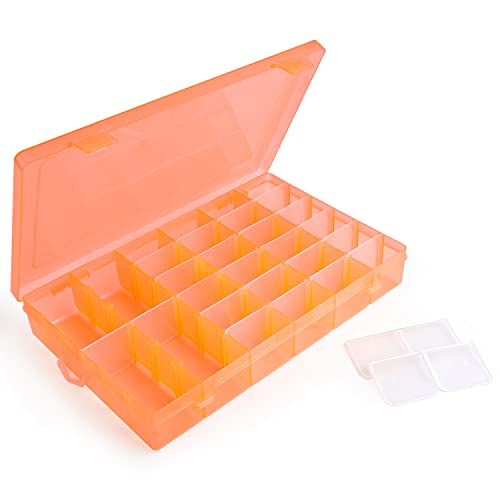 Nail Art Organizer Box, Cosics 36-Grid Orange Empty False Nail Tip Storage Box Organizing Containers for Nail Crystals, Rhinestones Nail Accessories with Adjustable Plastic Dividers - color: Orange, size: 36 Grids-1 Pack