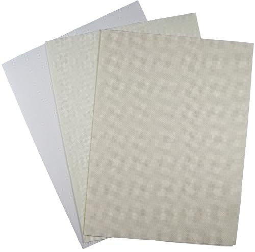 KCS 3 pc of 12" x 18" (30cmx45cm) 16CT Counted Cross Stitch Cotton Aida Cloth Fabric (White+Antique White+Cream) - color: White+antique White+cream