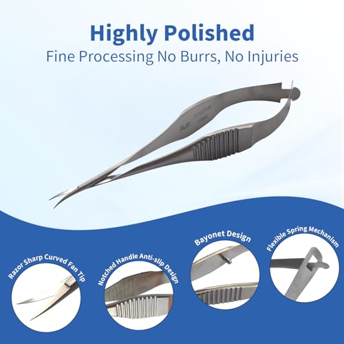 RWD VANNAS Micro Spring Scissors, 3.2" Curved Fan Tip (S11037-08) - size: Fan Curved Tip-S11037-08