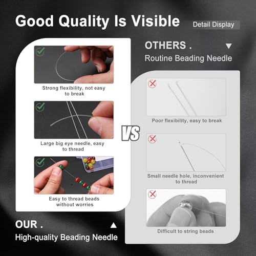 18 Pcs Collapsible Beading Needles for Seed Beads, Big Eye Beading Needle for Jewelry Making with Bottle