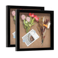 Muzilife 10x10 Shadow Box 3D Picture Frames, Wood, Real Glass, White,2 Pack - color: 2pc 10x10-black