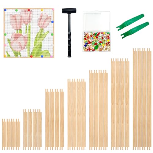 28 Pcs Wood Canvas Stretcher Bars 7 Sizes Needlepoint Frame Kit for Embroidery Needlework Oil Painting Posters Art Supplies with Hammer and Thumbtacks 6 8 12 14 16 18 20 Inch - size: 7 Size