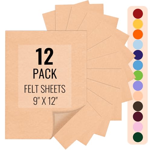 IONTACH 9" X 12" Felt Fabric Sheets 1.6mm Thick (12 Packs, Peach Fuzz) - color: Peach Fuzz