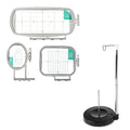 Sew Tech 3in1-A Embroidery Hoops for Brother SE600 PE550D SE700 PE535 SE400 PE525 PE540D PE500 SE625 SE425, and Adjustable Cone Thread Stand Spool Holder for Sewing and Embroidery Machines