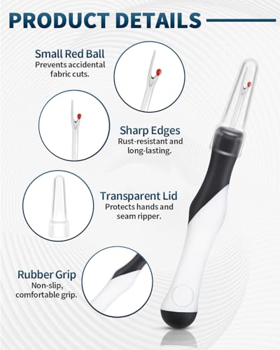 5Pcs Needle and Thread Seam Ripper, Remover Stitch Tool for Sewing/Knitting - color: Black