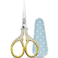 3.6 inch Embroidery Scissors with Leather Sheath for Sewing Art Needlework - color: Silver Gold