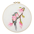 Meecaa Flower Embroidery Kit Starter Set, Hand Embroidery Set,Pattern Printed Cross Stitch Set for Beginner Adults, with Embroidery Hoop and Instructions (Pink Bird) - color: Pink Bird