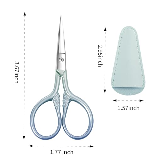 2 Pcs Eyebrow Scissors for Women, 3.5 Inch Stainless Steel - color: Blue